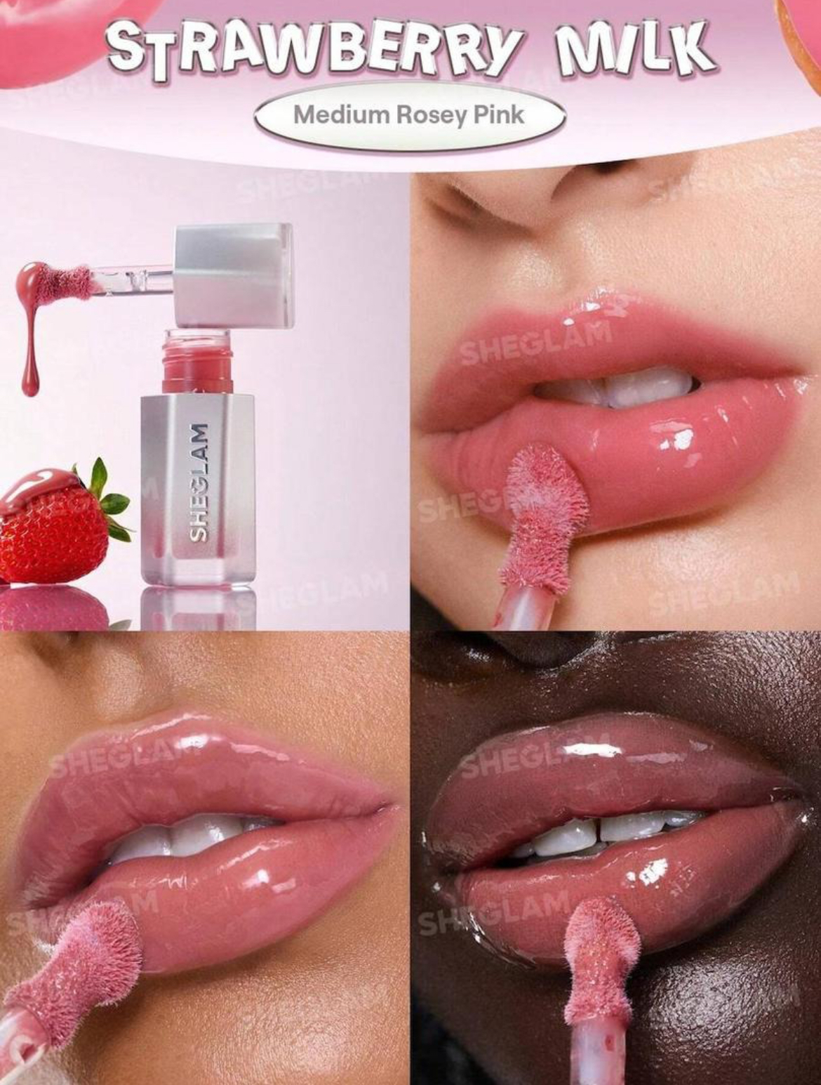 لیپ گلاس شیشه ای شیگلم strawberry milk